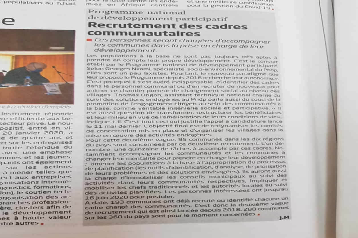 Recrutement des cadres communautaires